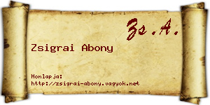 Zsigrai Abony névjegykártya